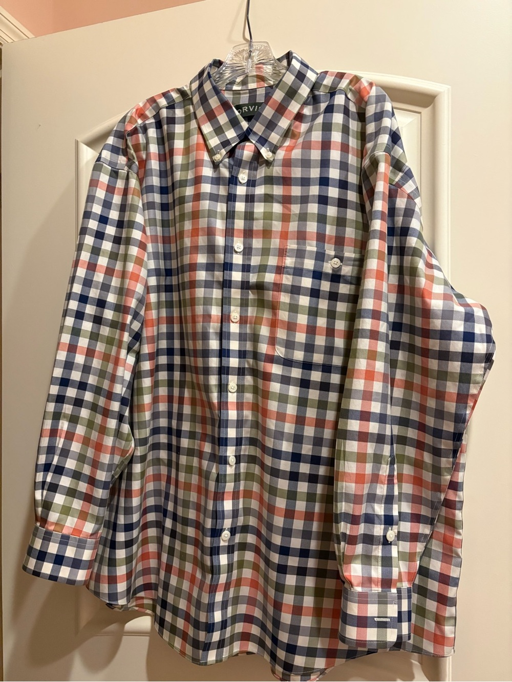 Orvis Plaid Button-Down Shirt in Navy, Coral, Olive, and White